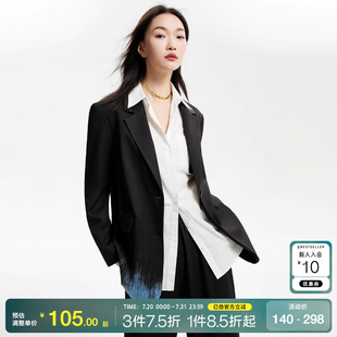 tq区绫致Couture 女25春夏宽松翻领垫肩简约潮 Made西装 外套套装