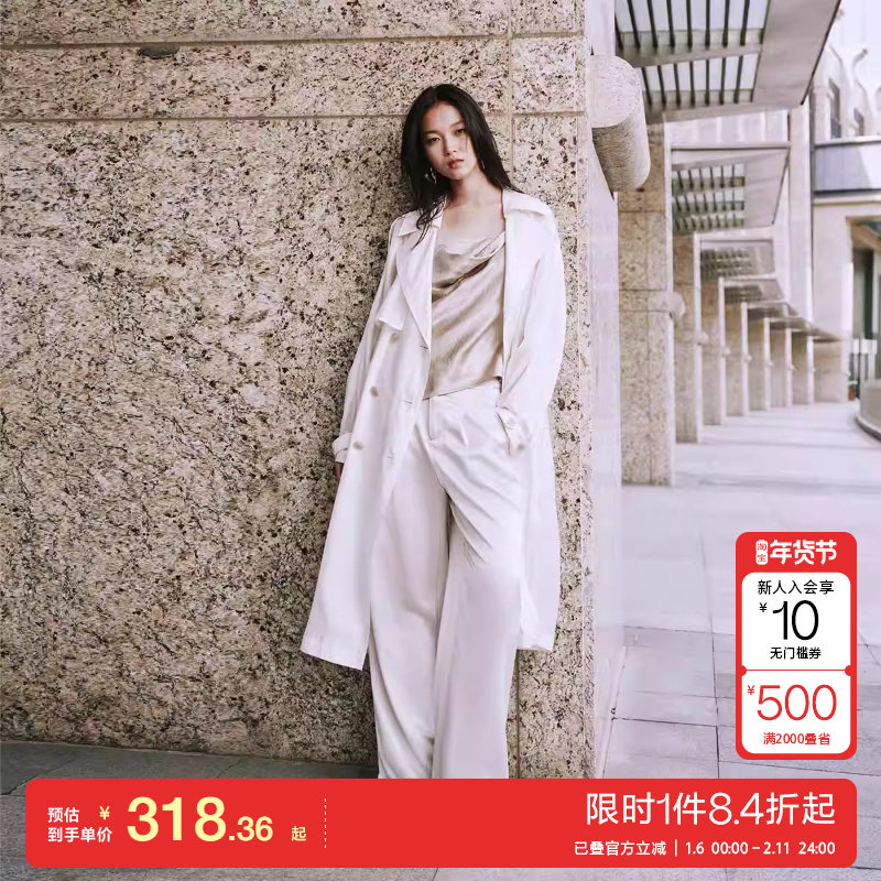 oq区绫致ONLY25春夏新时尚通勤风绑带中长款风衣外套女百搭潮