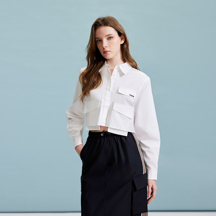 绫致Vero Moda衬衫女2026春季新款含莱赛尔长袖短款上衣