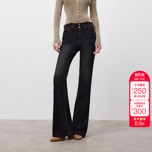 牛仔裤 绫致ONLY冬季 长裤 做旧水洗高腰喇叭裤 女 新款