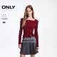 新款 一字肩坑条纹修身 针织长袖 绫致ONLY2025夏季 打底衫 女