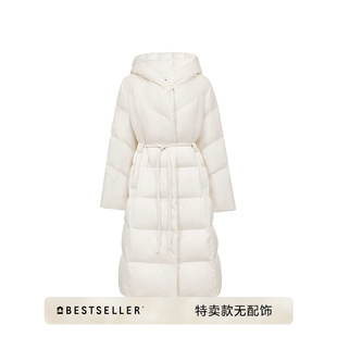 [特卖无配饰]绫致ONLY新款白鸭绒纯色连帽宽松长款羽绒服女无毛领