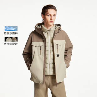 tq区绫致杰克琼斯冬时尚 羽绒服外套男 百搭舒适两件套连帽宽松短款