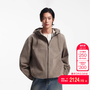 潮百搭连帽夹克休闲宽松皮衣外套男 时尚 vj区绫致杰克琼斯冬季 新款