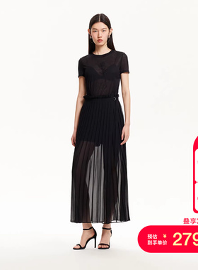 vq区绫致Vero Moda纱裙短裤女25春夏外层半透网纱拼接百褶高腰