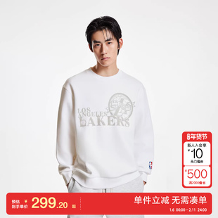 绫致杰克琼斯秋冬男圆领卫衣NBA联名湖人队字母刺绣图案时尚