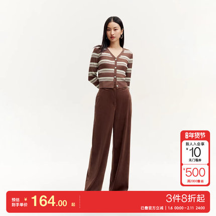 v区绫致Vero Moda休闲裤女秋冬高腰肌理感阔腿裤潮百搭休闲裤