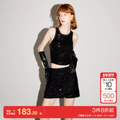 v区绫致Vero Moda半裙2025春夏复古时髦A字亮片高腰短裙女时尚