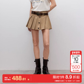 复古A字版 绫致ONLY2025夏季 新款 型高腰短裙百褶裙半身裙女