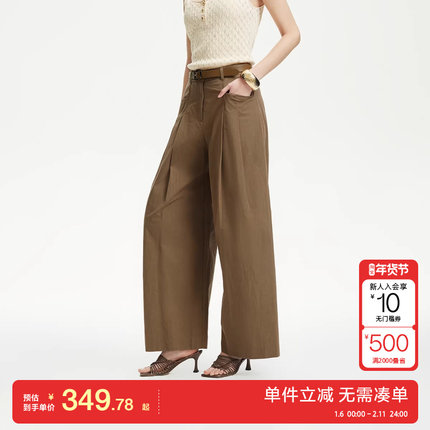 绫致Vero Moda休闲裤2025夏季新款腰带设计纯色宽松香蕉裤