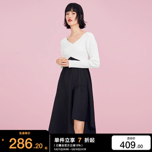 两件套连衣裙女 绫致ONLY2024春夏拉链花边袖 肩带修身