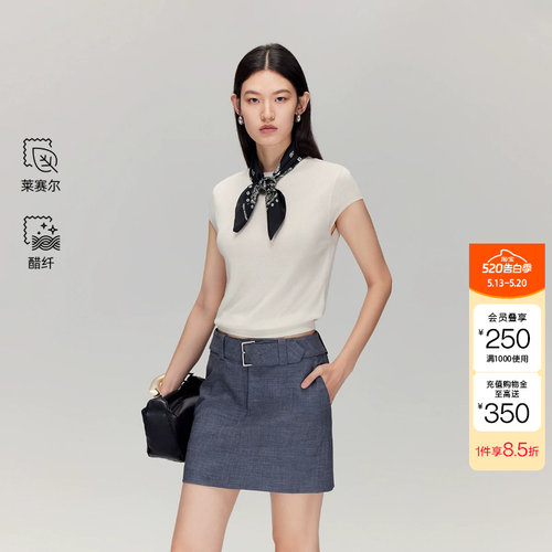 绫致Vero Moda针织衫秋冬新款含莱赛尔醋纤印花丝巾上衣
