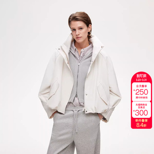 绫致ONLY秋季 挺括立领花苞造型下摆双向拉链棉服女 新款