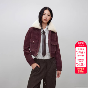 正肩可拆卸毛领皮衣外套女 潮酷风短款 绫致ONLY秋季 新款