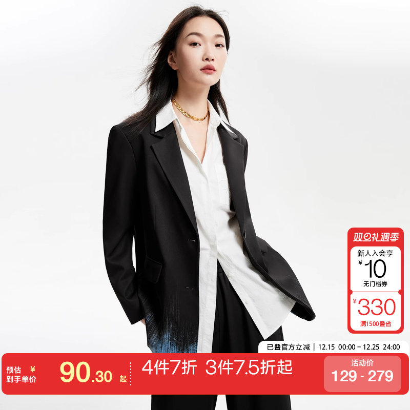 tq区绫致Couture Made西装外套套装女秋冬宽松翻领垫肩简约潮