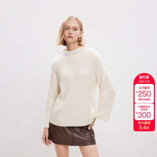 女时尚 休闲慵懒落肩宽松半高领针织衫 潮 新款 绫致ONLY冬季
