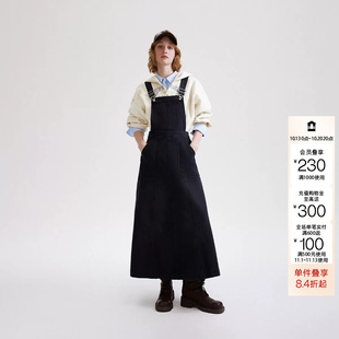 绫致ONLY秋冬新款复古做旧可调节背带裙长裙连衣裙女