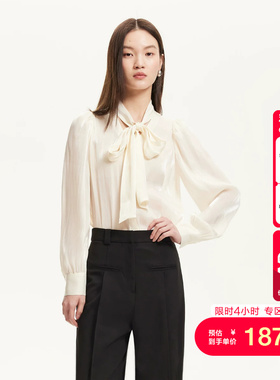 vq区绫致Vero Moda衬衫女夏季新款领口蝴蝶结系带设计感衬衫