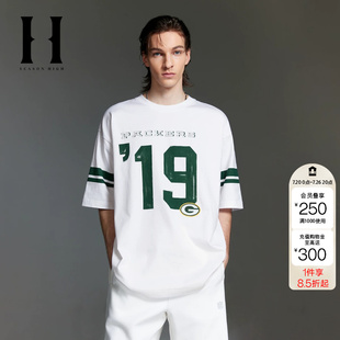 绫致SEASONHIGH x NFL联名绿湾包工队男短袖T恤圆领大阔上衣