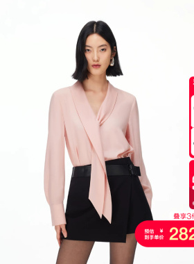 vq区绫致Vero Moda衬衫2026春新款女V领飘带纯色宽松衬衫优雅百搭