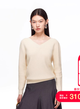 vq区绫致Vero Moda针织衫25秋冬含绵羊毛后背系带V领百搭上衣简约