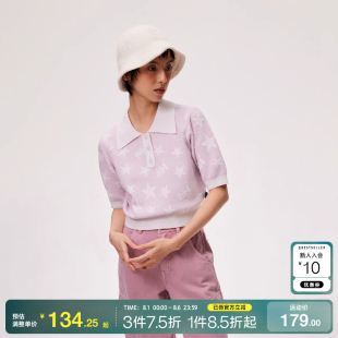 潮 tq区绫致ONLY2024秋冬NBA联名款 休闲polo领短款 针织衫 女时尚