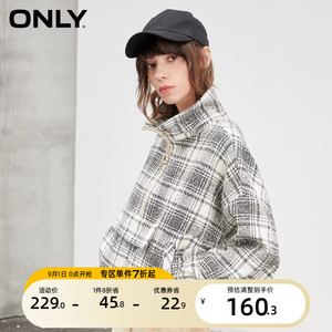 [合辑价]绫致ONLY秋季新气质复古格纹宽松短风衣外套女
