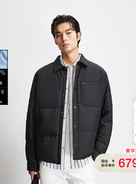 vj区绫致杰克琼斯男羽绒服冬季简约纯色时尚贴袋翻领多色保暖外套