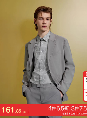tq区绫致杰克琼斯男式西服平驳领略宽松商务职业正灰色西男