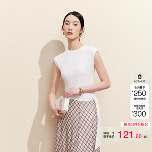 vq区绫致Vero ModaT恤女2026夏季不规则下摆飘带修身上衣简约大方