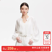 绫致Vero 甜美 口衬衫 Moda衬衫 女25春夏镂空拼接荷叶领口袖