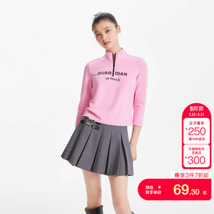 设计运动上衣 半高领七分袖 tq区绫致Vero ModaT恤女夏季