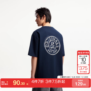 tq区绫致杰克琼斯男夏新纯棉字母胶印三色可选宽松短袖 T恤