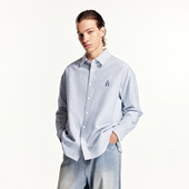 翻领宽松logo底摆开衩纯棉衬衫 jq区绫致杰克琼斯秋冬男长袖 衬衫 男