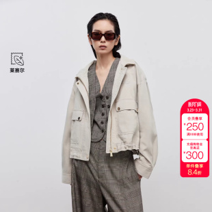 绫致ONLY秋冬新款 风大口袋宽松落肩立领外套女 飒爽工装