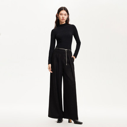 [新降五折]绫致Vero Moda休闲裤女24秋冬设计感链条压褶直筒裤