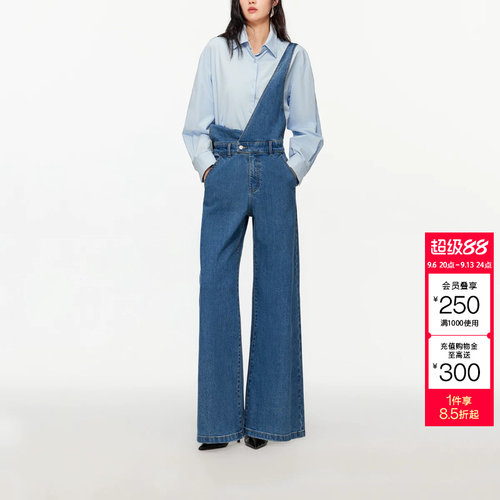 绫致Vero Moda牛仔裤女2026春季新款丹宁风可调节背带裤口袋设计