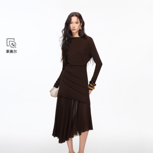 绫致Vero Moda连衣裙女2026春季网纱拼接修身连衣裙优雅大气