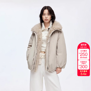 绫致ONLY冬季 90白鸭绒可拆卸毛领宽松花苞羽绒服女 新款