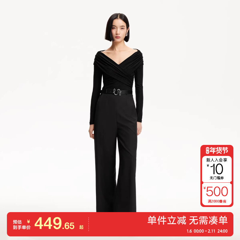 绫致Vero Moda连体裤25春夏交叉设计带闪面料可拆卸腰带连体裤,女装/女士精品,连体衣/裤,淘宝优惠券,粉丝福利购,淘宝优惠卷