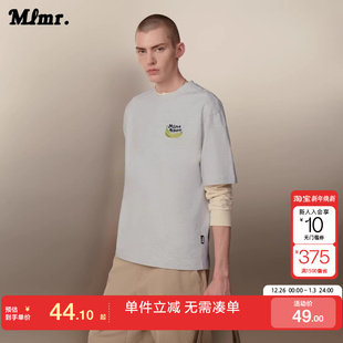 T恤男女同款 百搭简约风趣味印花宽松纯棉短袖 新款 绫致MLMR夏季