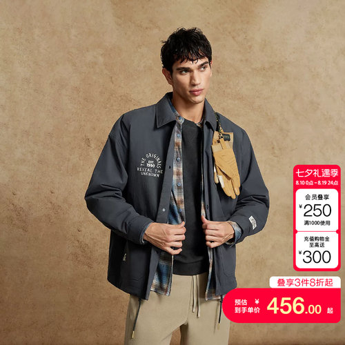 v区绫致杰克琼斯冬季宽松翻领刺绣休闲潮流日常舒适百搭棉服