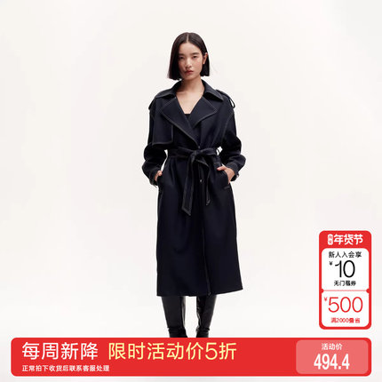 [新降五折]绫致Vero Moda风衣女秋冬loose长款腰带收腰翻领时尚