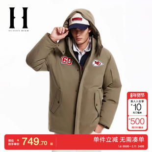 绫致SEASON HIGH男装NFL联名酋长队冬季新款可拆卸连帽宽松羽绒服