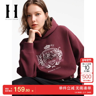 绫致SEASON HIGH秋冬NFL联名巴尔的摩乌鸦队舒适连帽卫衣女