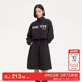 t区绫致Vero Moda风衣女秋冬可拆卸字母立领外套运动风宽松