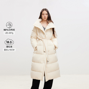 绫致ONLY2024冬季90白鸭绒泡芙云朵感长款羽绒服女时尚百搭潮