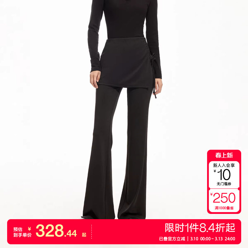 绫致ONLY2025秋季新款假两件绑带喇叭裙裤长裤休闲裤女