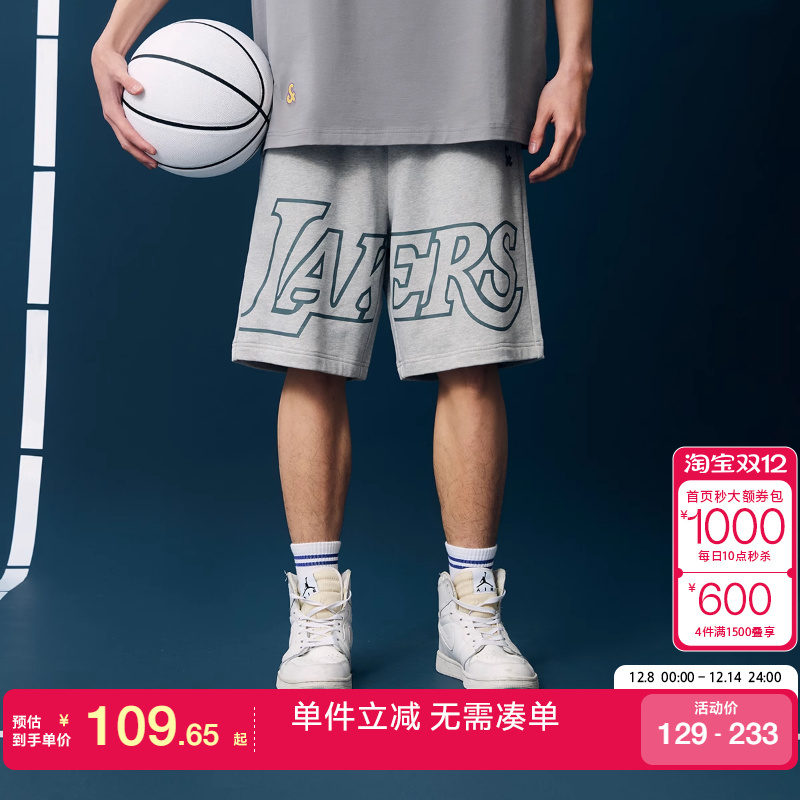 绫致杰克琼斯春季男士NBA联名湖人队时尚运动印花短裤