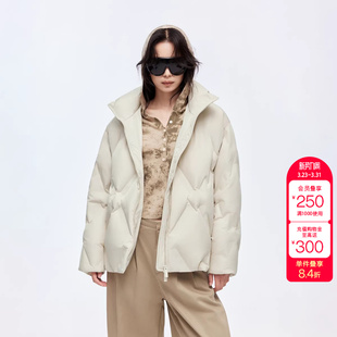 绫致ONLY冬季 90白鸭绒简约百搭宽松立领羽绒服女 新款